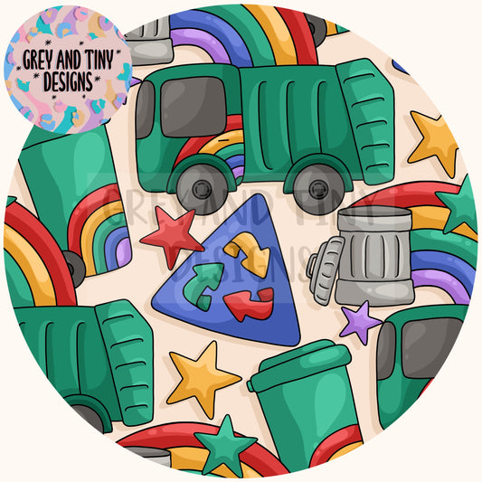 Rainbow rubbish truck