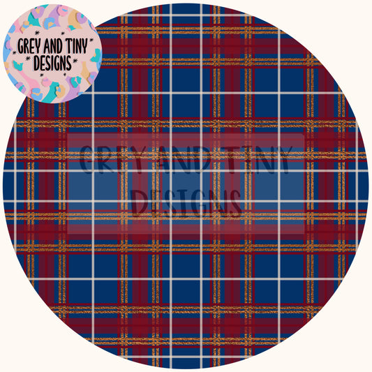 Blue gold tartan