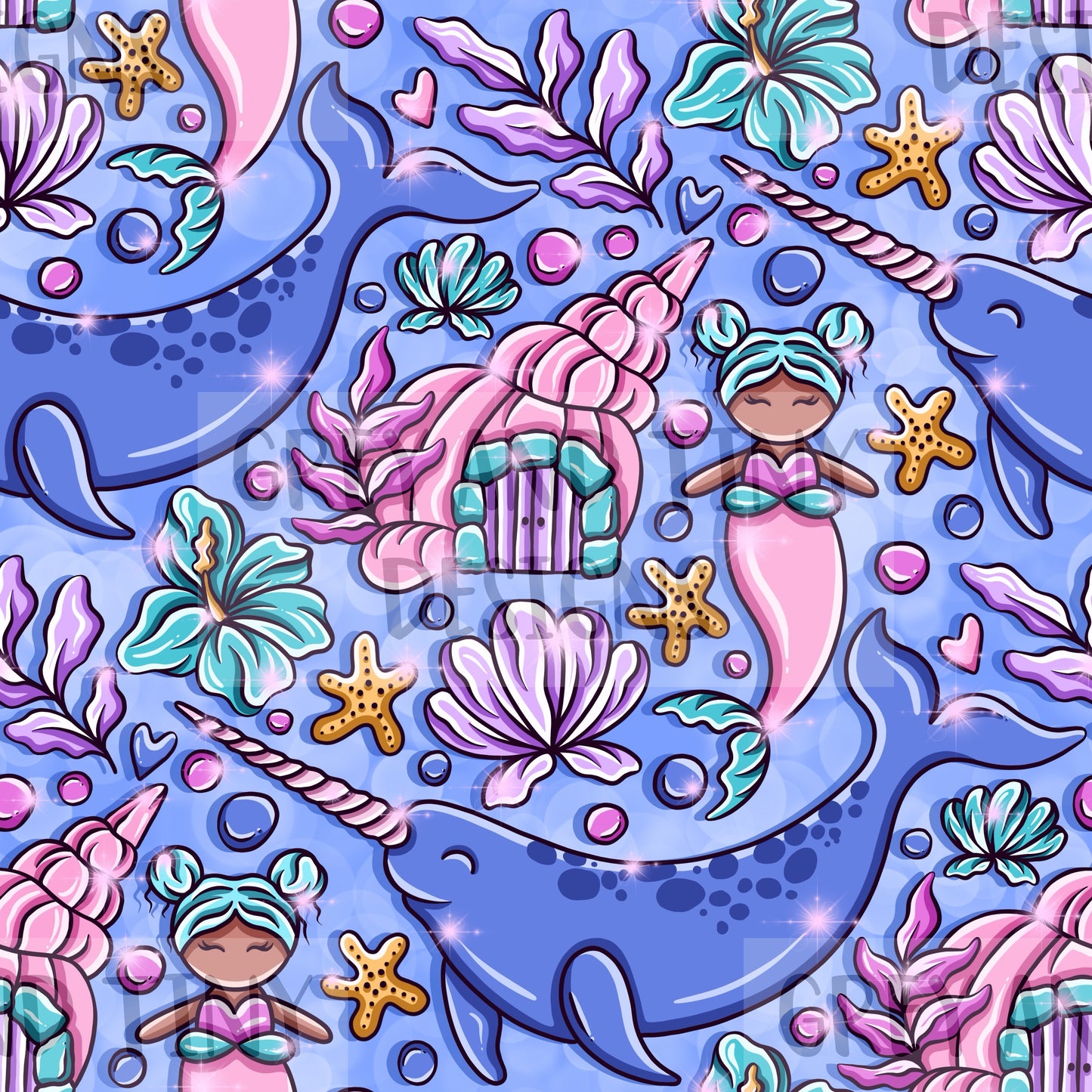 Mermaid and her narwhal