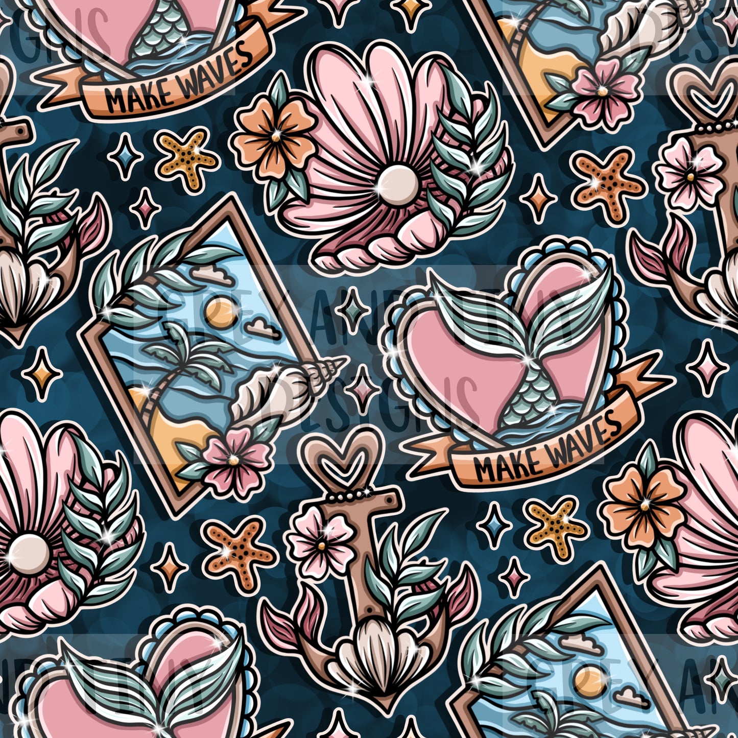 Mermaid tattoo flash