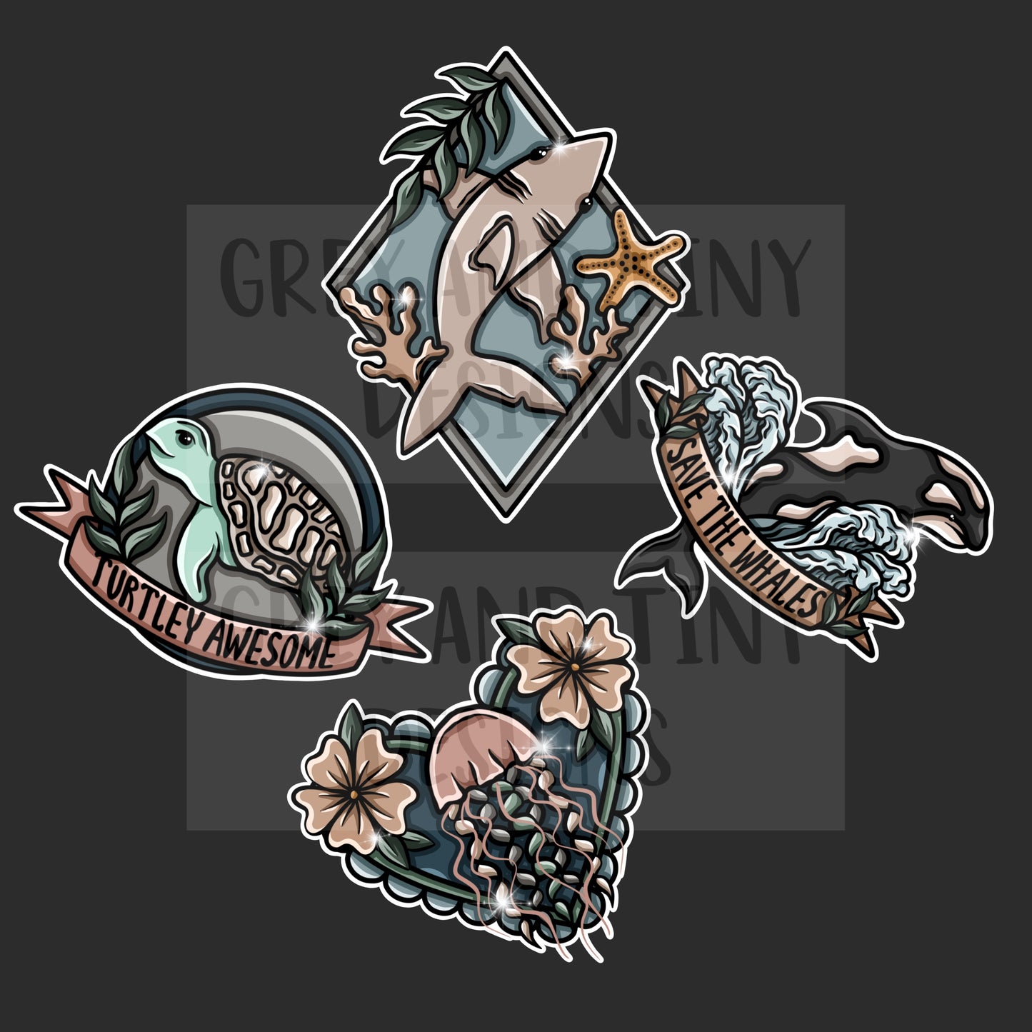 Turtley awesome tattoo flash PNGs