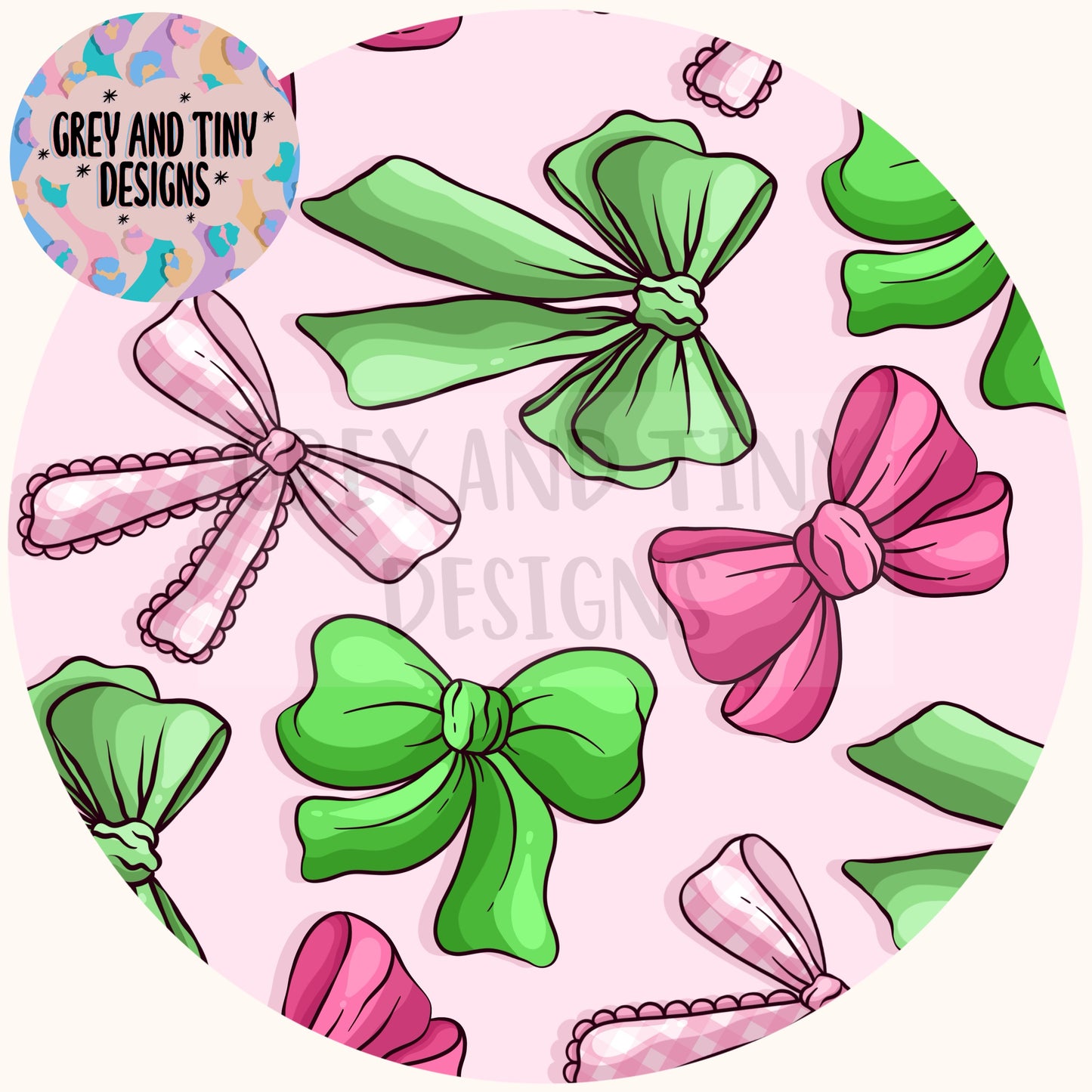 Pink and green bows