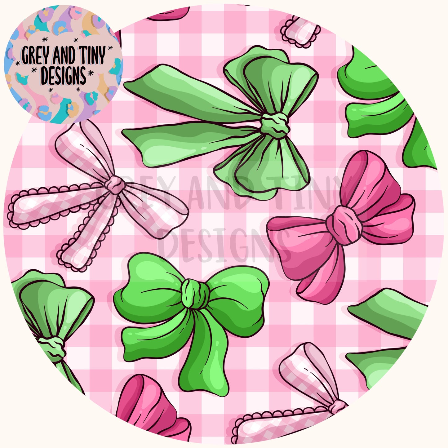 Pink and green bows