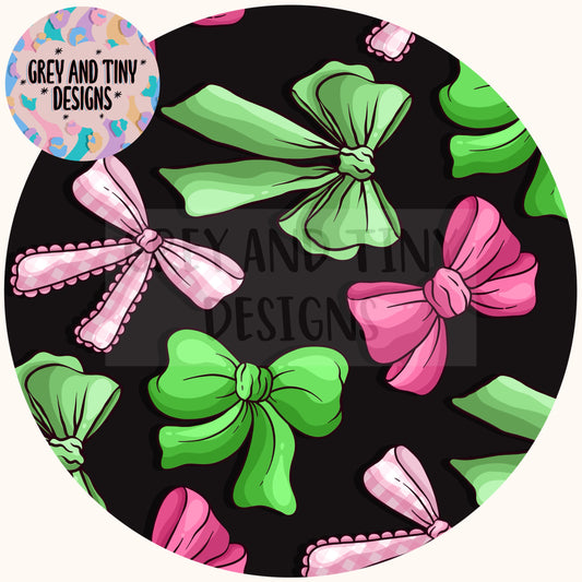 Pink and green bows