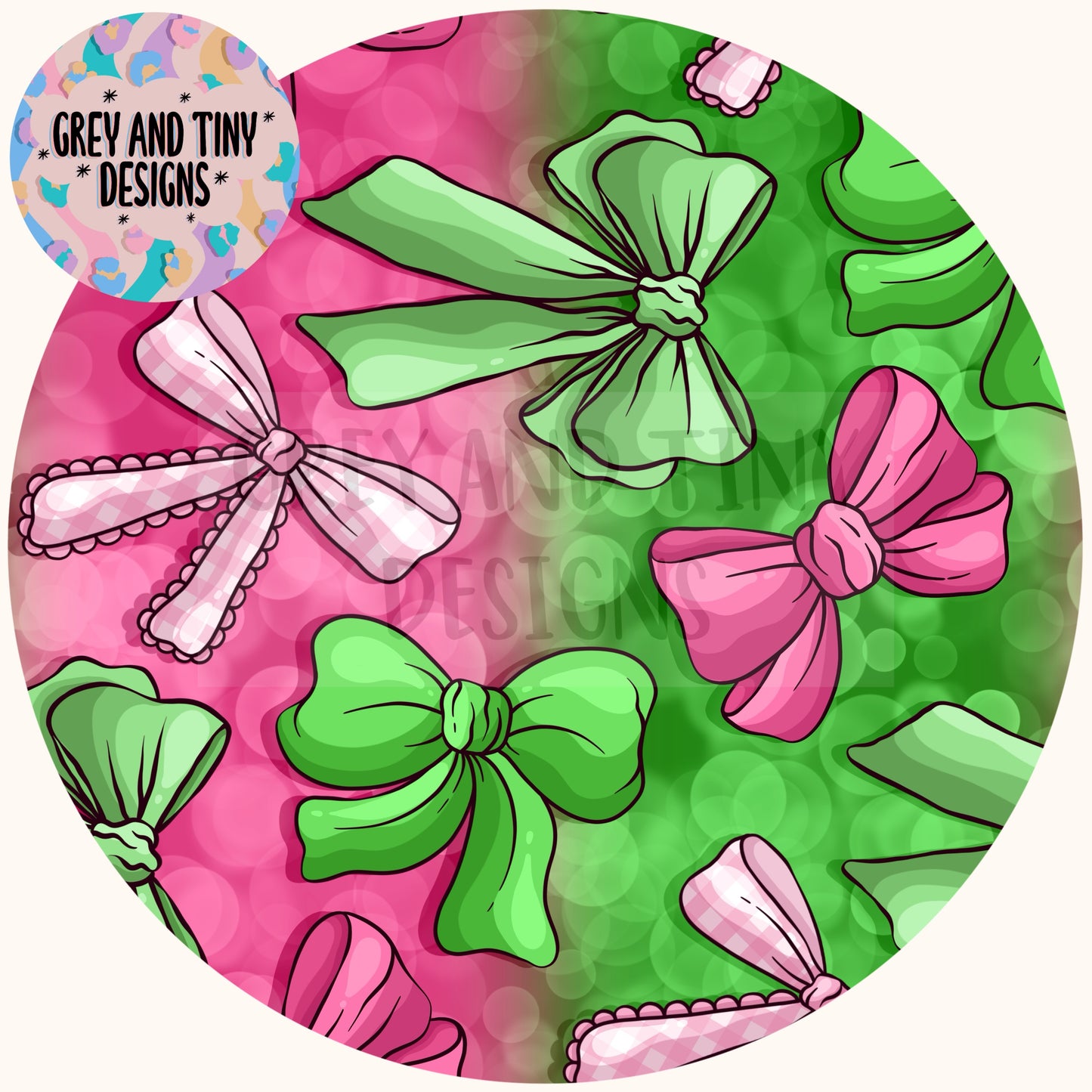 Pink and green bows