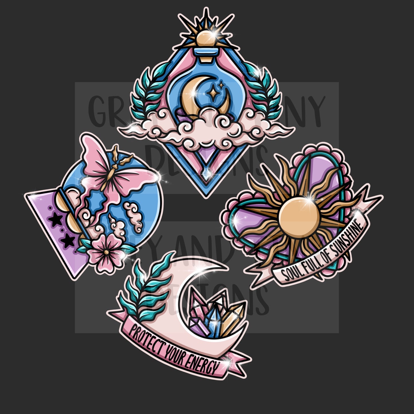 Celestial tattoo flash pngs