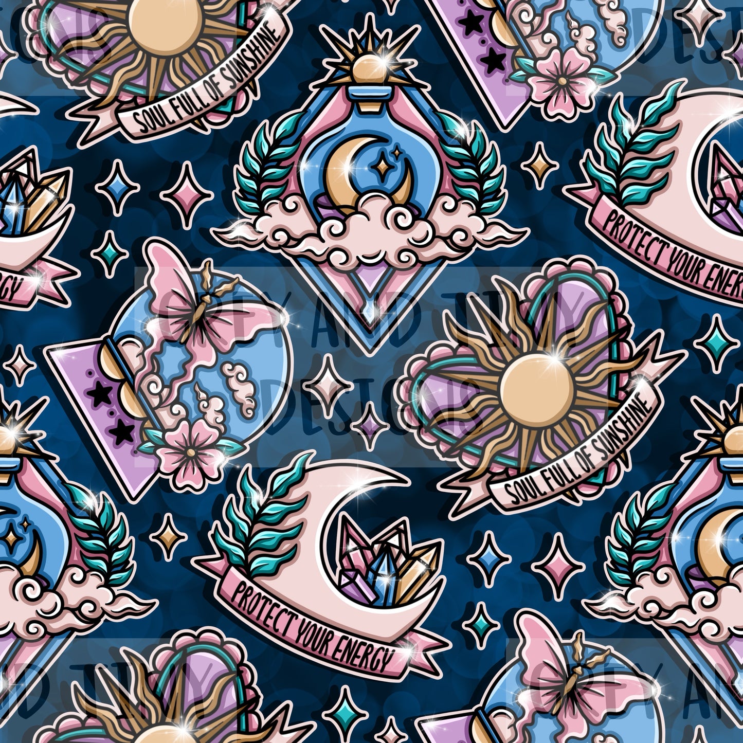 Celestial tattoo flash