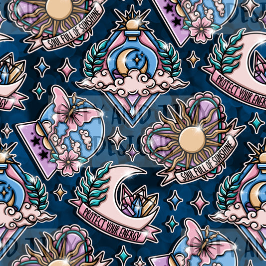 Celestial tattoo flash