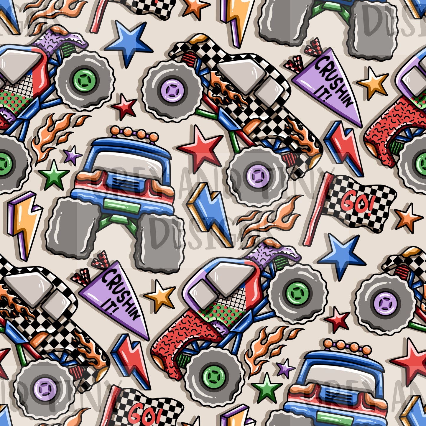 Retro monster trucks