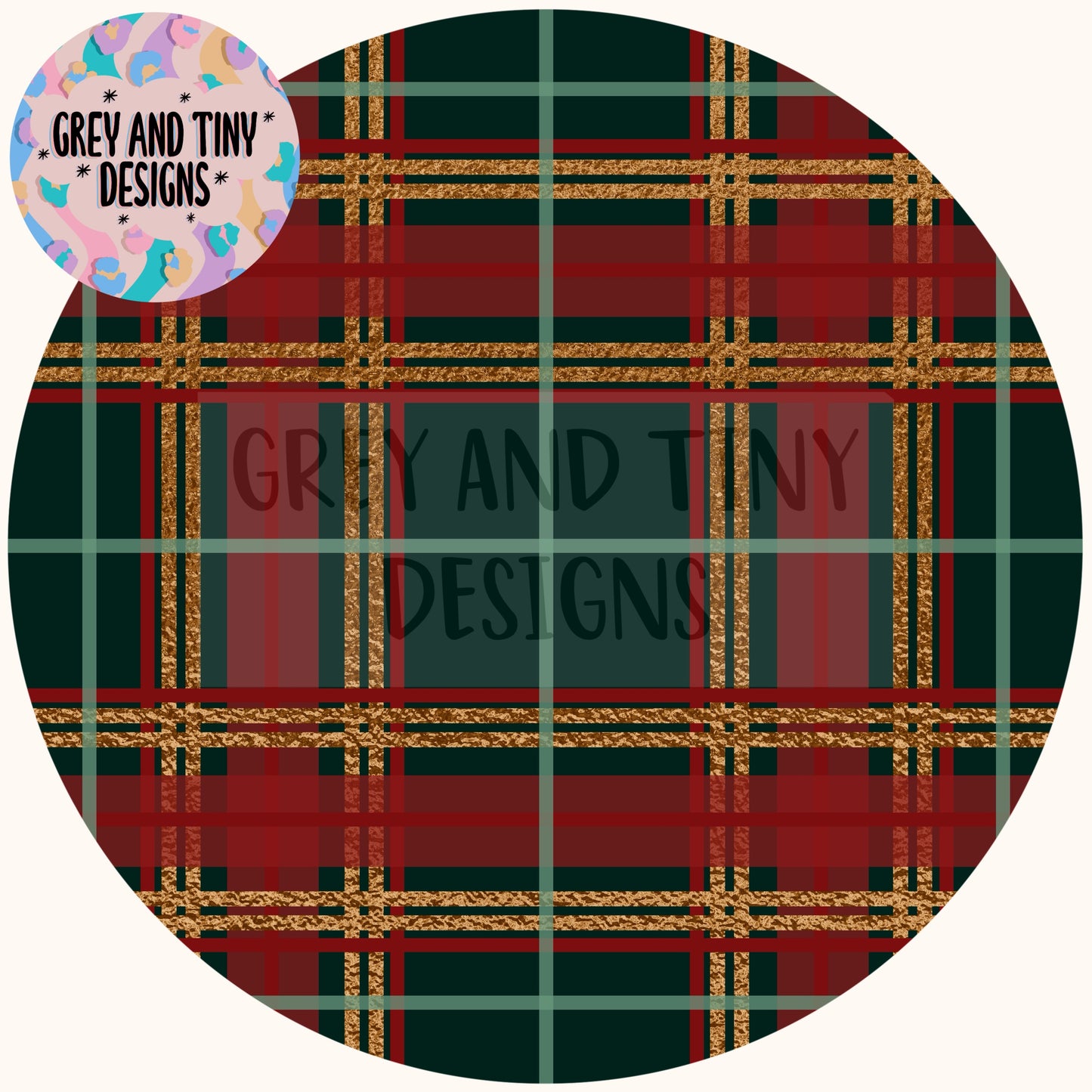 Green gold red Christmas tartan