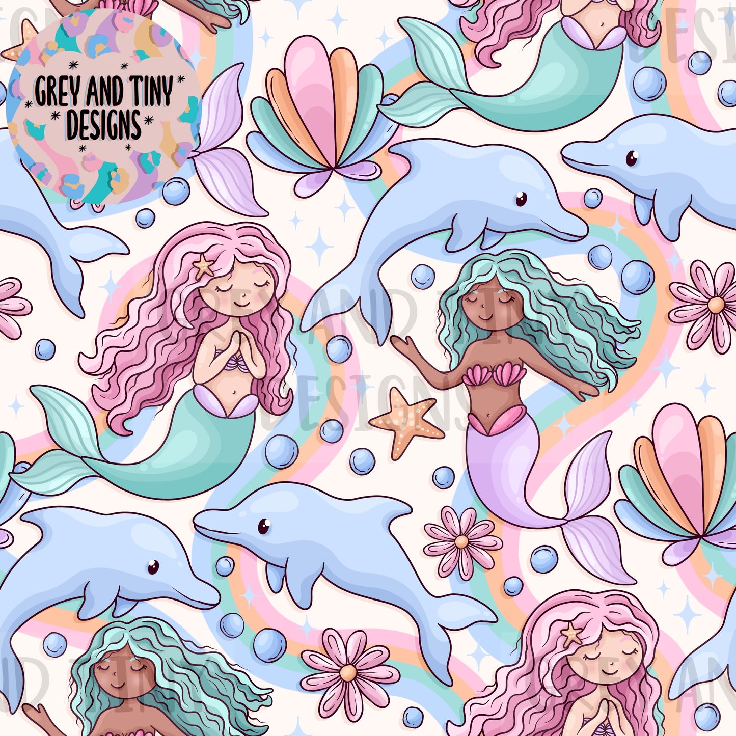 Mermaid and dolphins