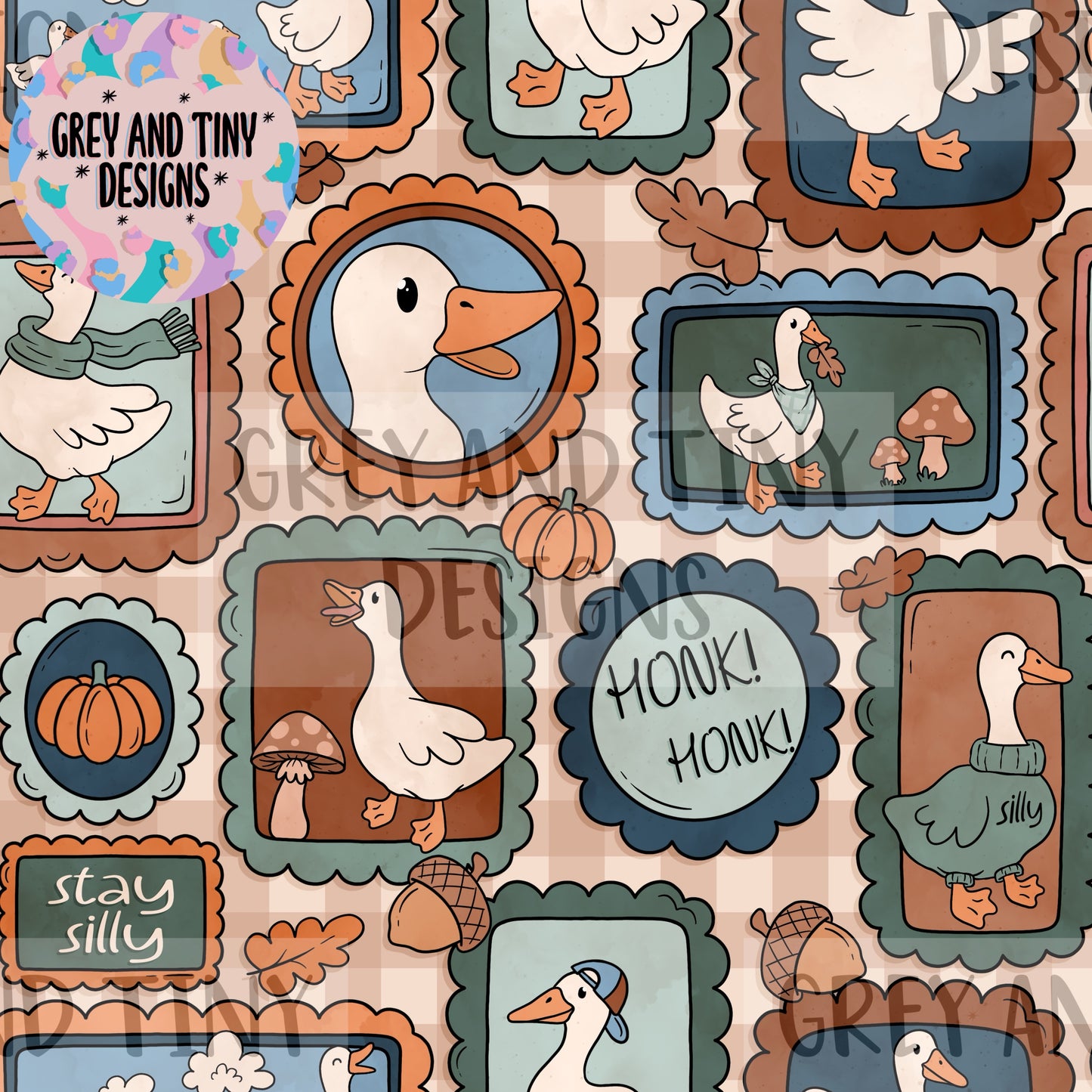 Silly goose autumn stamps