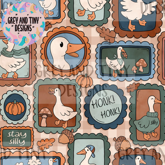 Silly goose autumn stamps