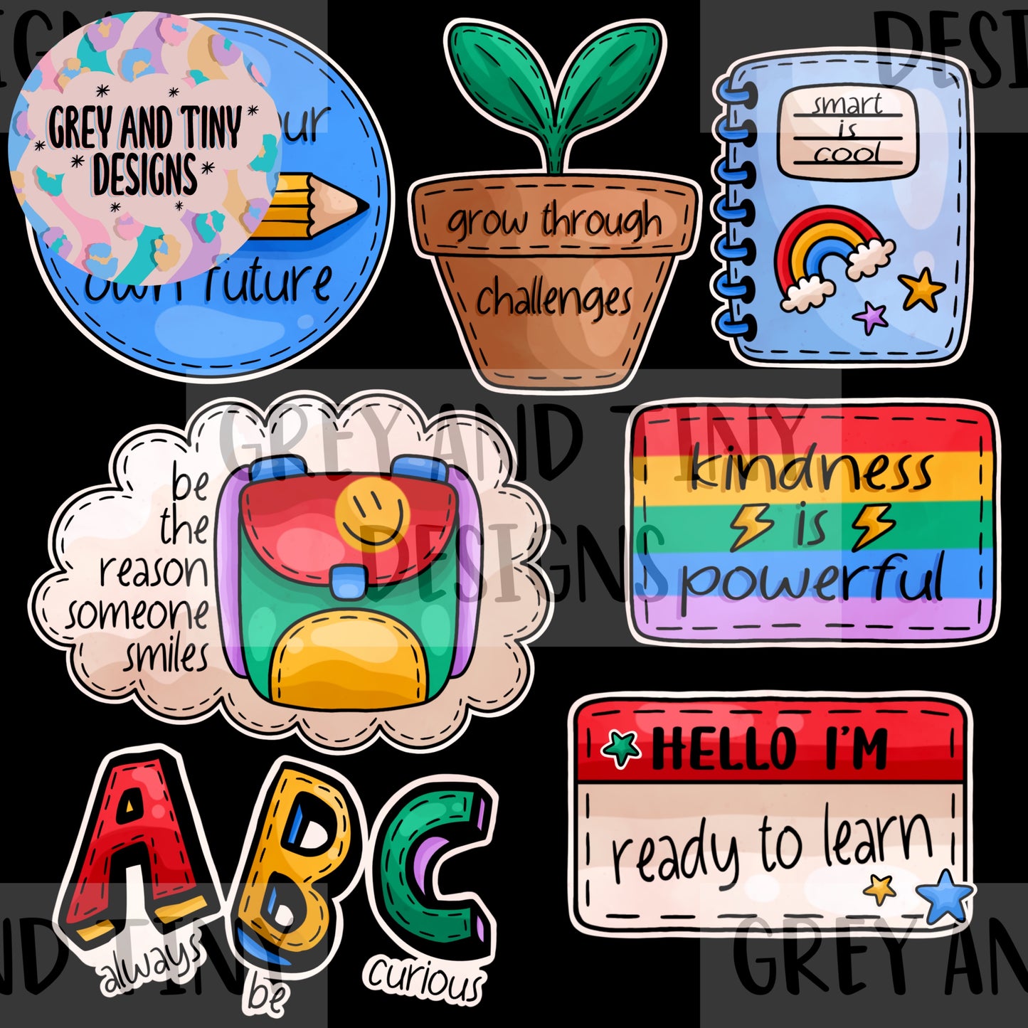 Back to school patches png sheet