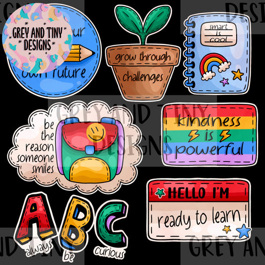 Back to school patches png sheet