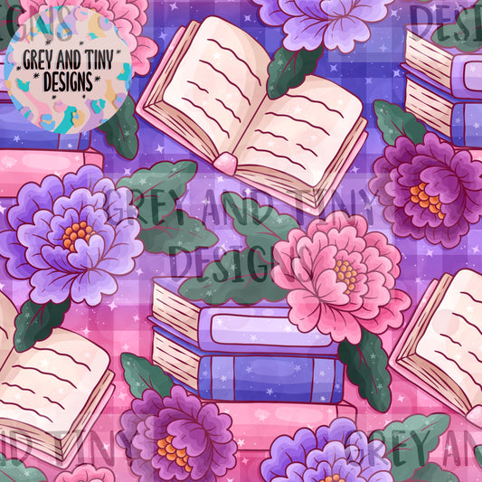 Books and peonies